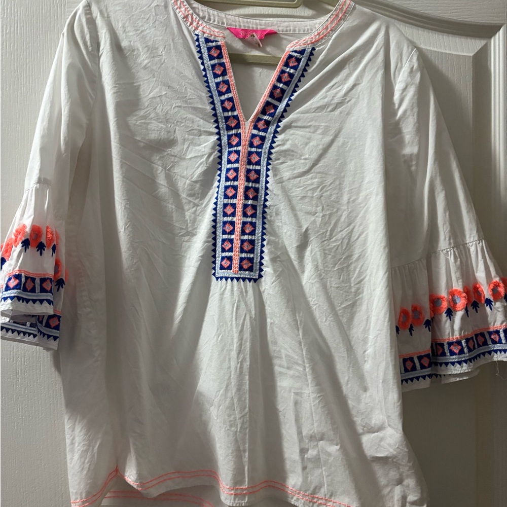 Lilly Pulitzer Embroidered Resort White Rissa Tunic Top
